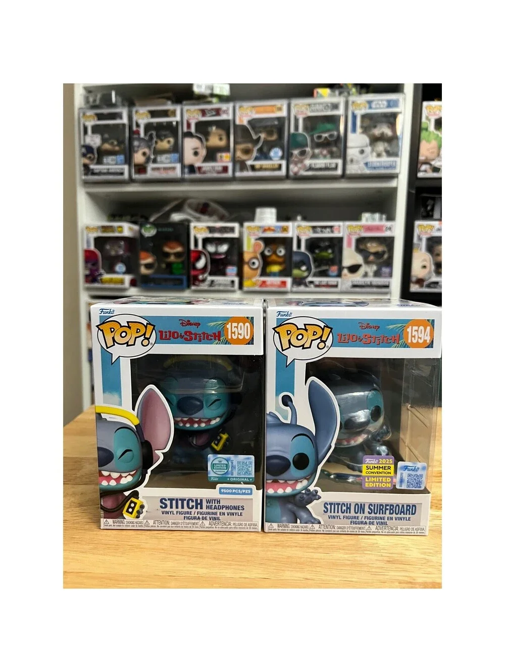 2 LIMITED EDITION Stitch Funko Pops Surfboard Headphones 1590 1594 Disney Movies